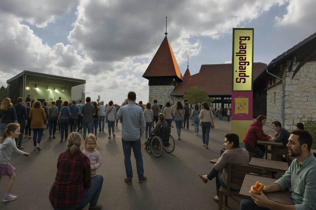Place du Village du Spiegelberg 2025, located in front of the Halle du Marché-Concours in Saignelégier, on the east parking lot side (in front of the Café du Soleil).