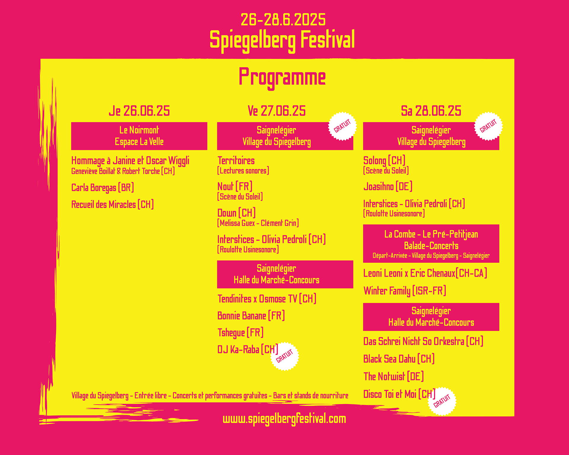 Tagesprogramm des Spiegelberg Festivals 2025